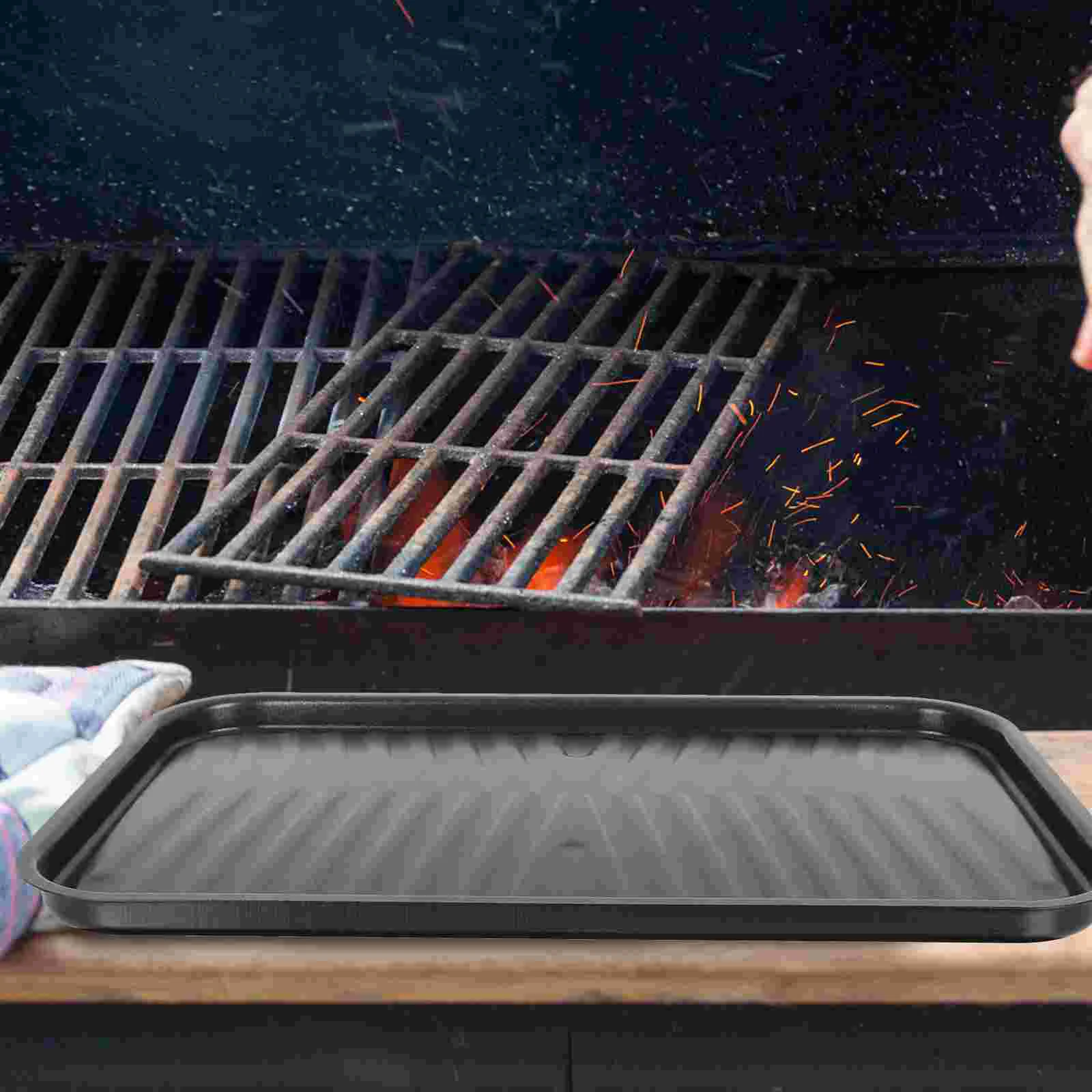 Iron Baking Pan Non-stick Plate Outdoor Barbecue Grill Teppanyaki Tray Grilled Fish Steak Fry for Stove Griddle