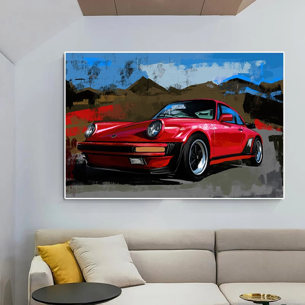 Retro Luxury Sports Car 911 Carrera Poster Print Abstract Racing Graffiti Canvas Painting Supercar Club Wall Art Room Decor Gift