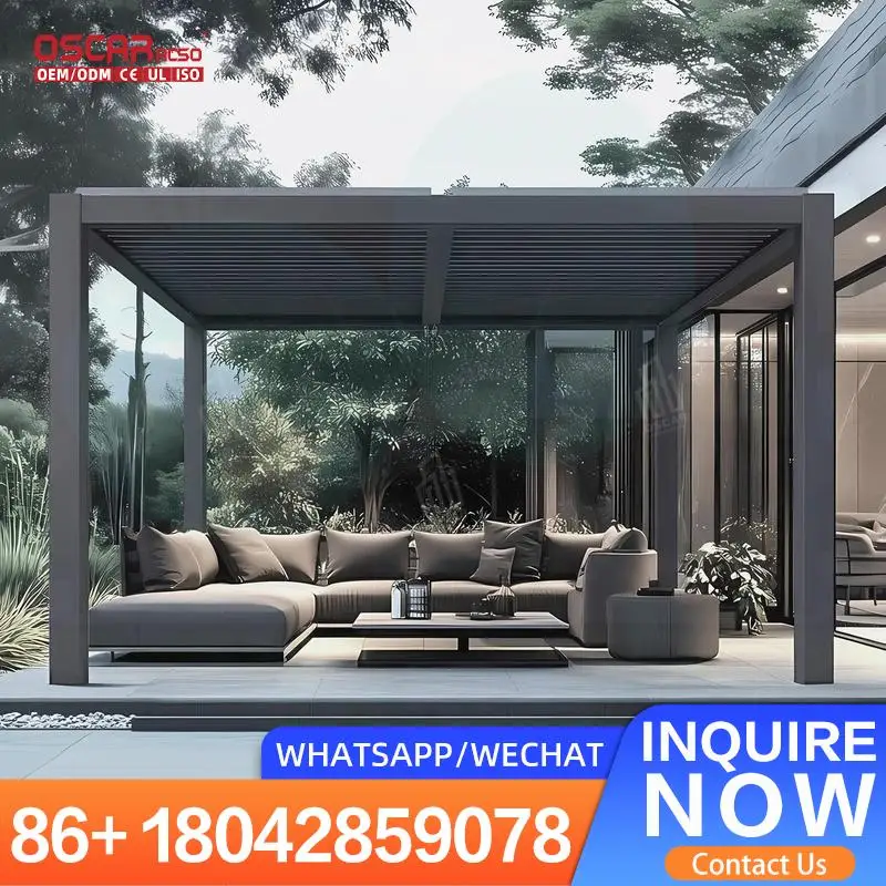 

Оптовая продажа, тканевый чехол из ПВХ для патио, электромоторизованный водонепроницаемый выдвижной тент для беседки для сада, балкона, террасы, беседки