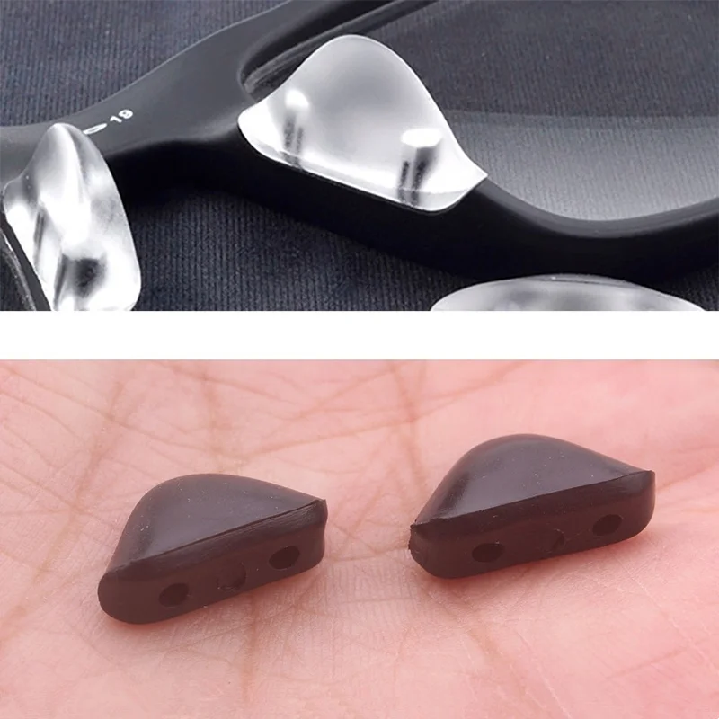 Double-Hole Sports Glasses Nose Pads Flat Light Silicone/Rubber Card Transparent Black Non-Slip increasing Parts for Oklyy