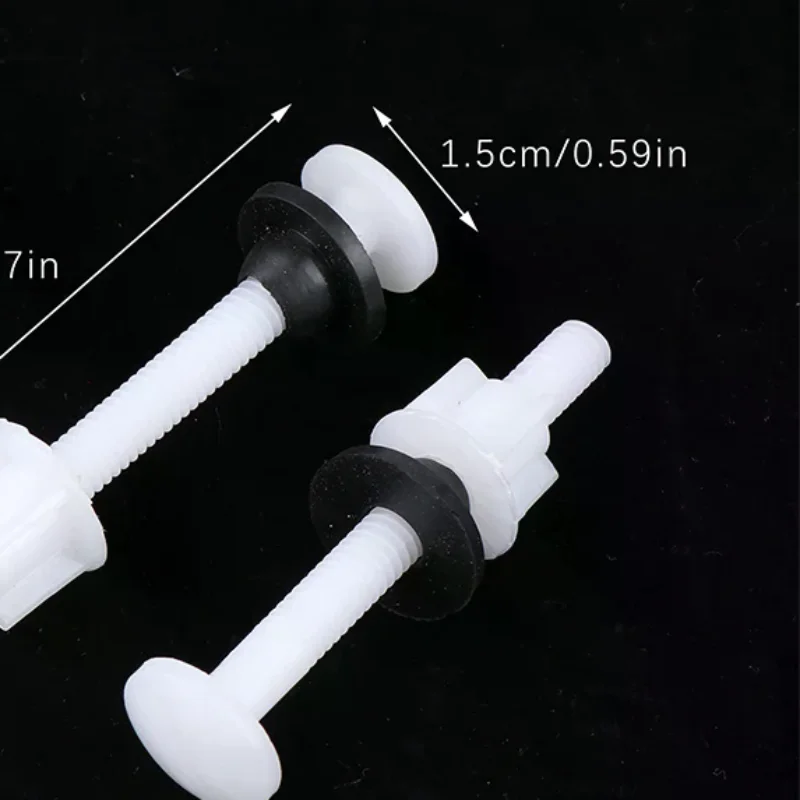 

2 Pcs Plastic Toilet Seat Hinge Repair Bolts + Fitting Screws +Washers Kit For Home Bathroom Accessories