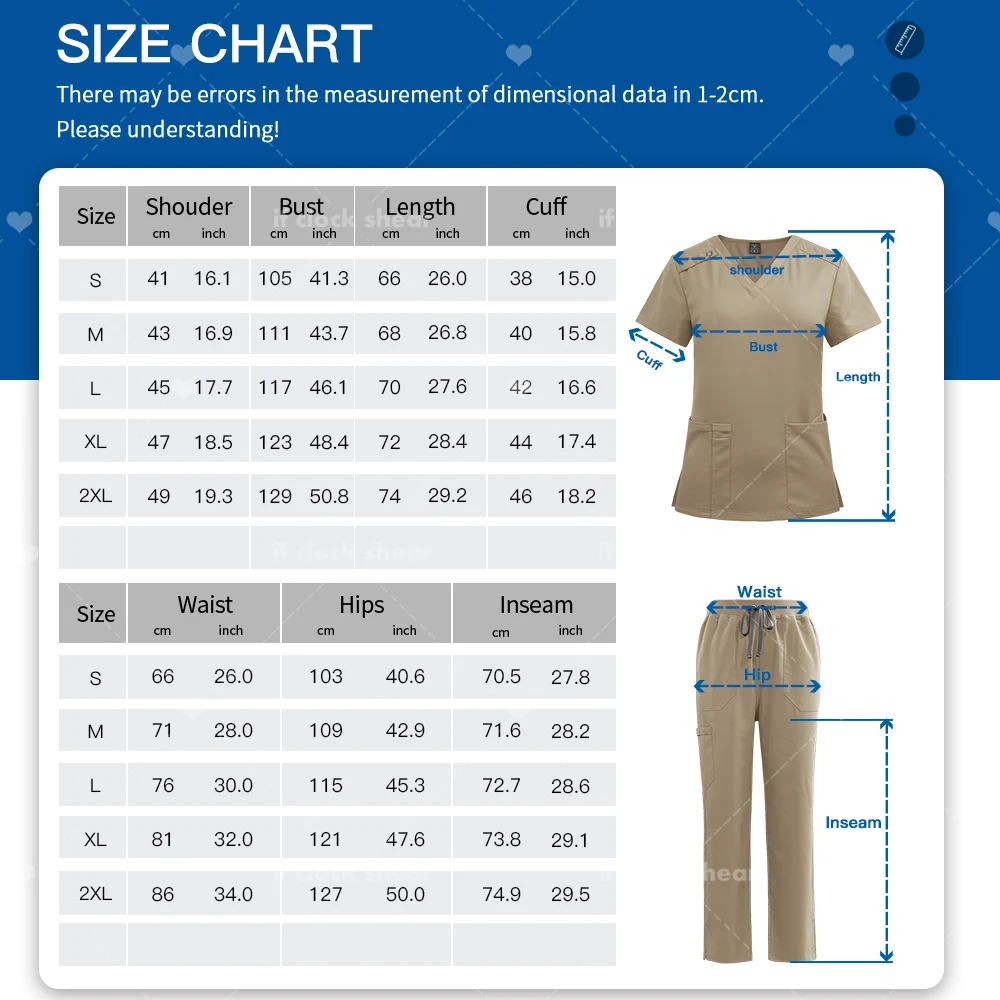 Medische Scrubs Uniform Vrouwen Verpleegster Scrub Set Unisex Pocket Tops Broek 2 Stuk Chirurgische Pakken Operatiekamer Verpleegkundige Werkkleding