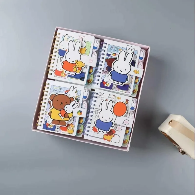 Cute Miffy A7 Spiral Notebook Square Portable Categorized Memo Book Cartoon Design Journal Planner Notes Organizer Writing Pad