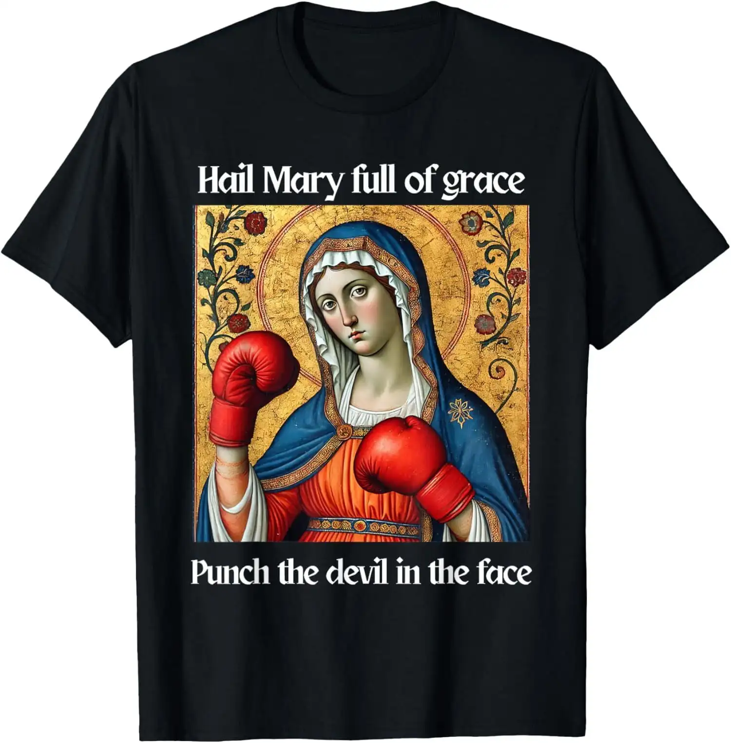 حائل ماري مليئة بالنعمة لكمة الشيطان في الوجه تي شيرت 100% قطن س الرقبة قصيرة الأكمام الصيف عادية قميص رجالي