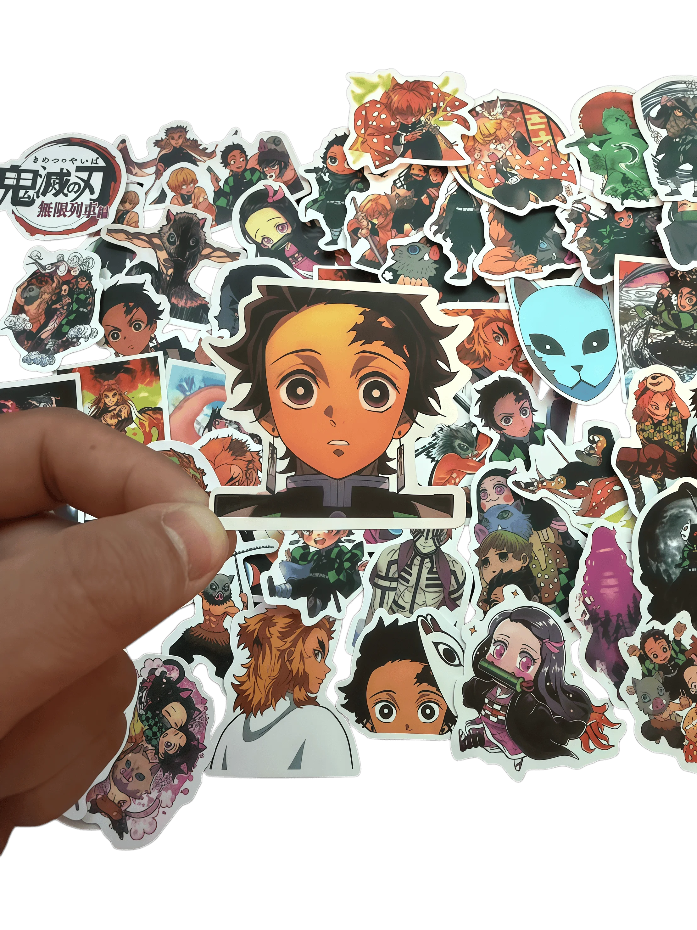 50Pcs Demon Slayer Anime Sticker Set, Mugen Train Character & Iconic Scene Decals for Laptop, Skateboard & DIY Gift Decor