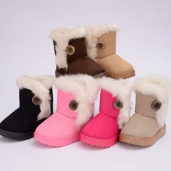 Stivali da neve per bambini New Winter Suede Kids scarpe in cotone per ragazzo Solid Casual Girls Boots Warm Plush Outdoor Sneakers antiscivolo