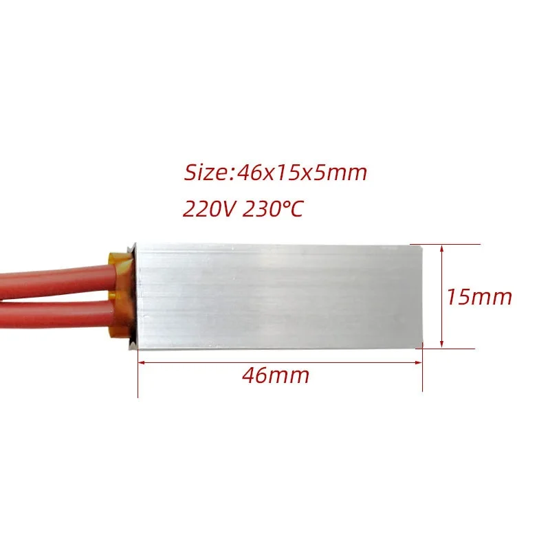 46x15x5mm PTC Heater Heating Plate 220V 230 Degrees Electric Constant Temperature Ceramic Heater Aluminum PTC Plate