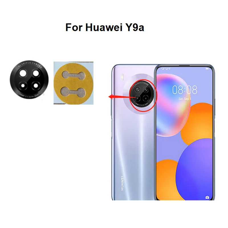 For Huawei Y9A Back Camera Glass Lens Rear Camera Glass With Frame Cover Adhesive Sticker Glue