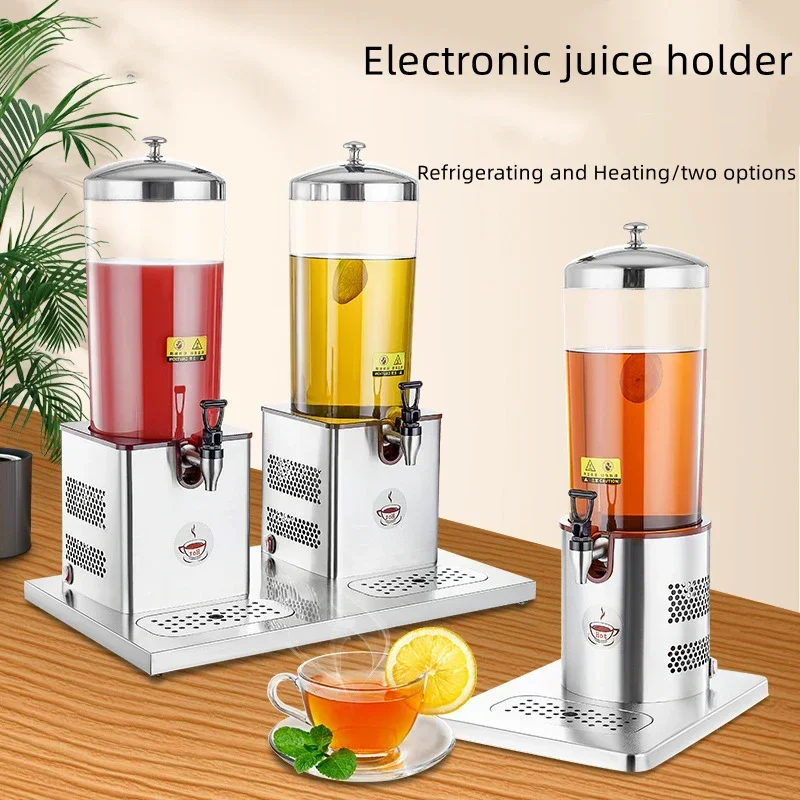 Recipiente de suco de cabeça dupla 12l, tripé eletrônico de suco quente e frio, aquecimento visual transparente, tripé de leite para máquina de bebidas frias
