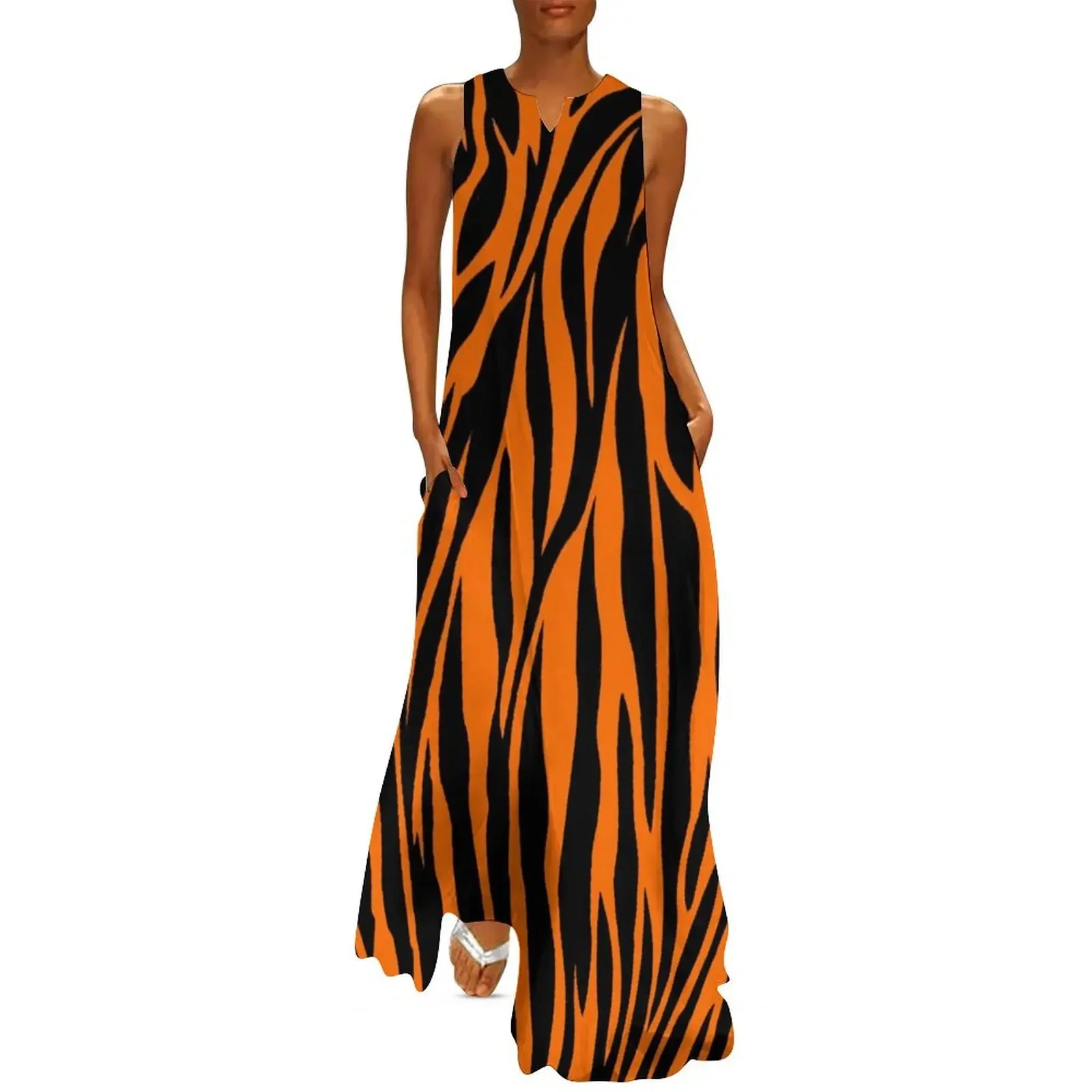 

Orange Zebra Skin Long Dress summer dress for women 2025 summer dresses women 2025 dress women summer