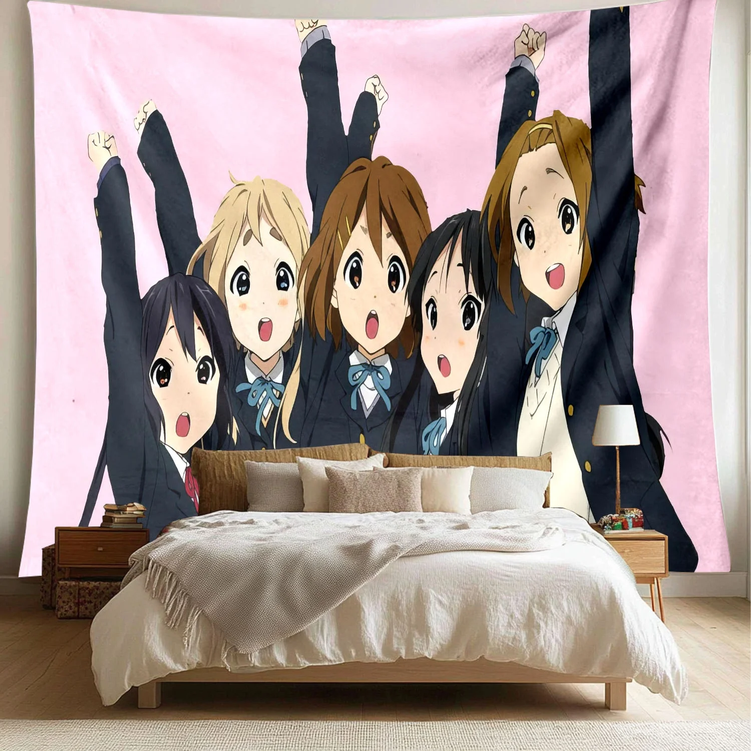 VIKAMA Everyone Cheers Tapestry, Japanese Style Wall Hanging for Girly Bedroom Home Decor