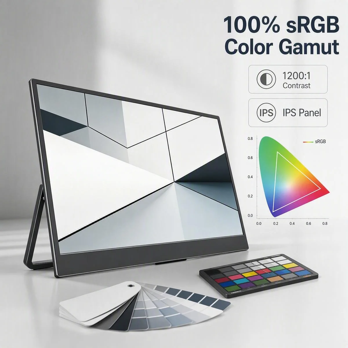 14 inch 100% sRGB portable display 1200P high color gamut 1200:1 contrast HDR external expansion screen suitable for Mac/PC/lapt