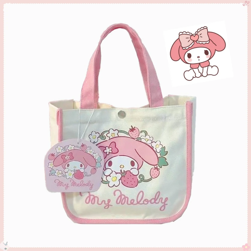 

New Cute Cartoon Melody Pattern Printed Convenient Portable Bento Bag Student Handheld Canvas Bag Girl Christmas Surprise Gift