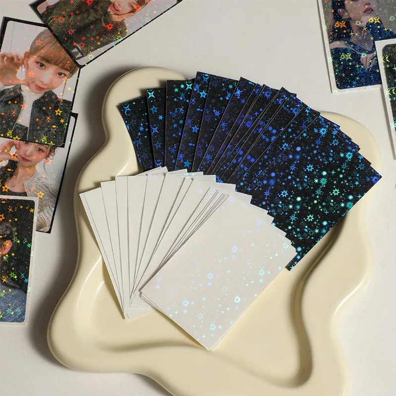 20PCS Korean Shiny Laser Star PP Card Film Thickened Kpop 3 Inch Photo Card Protective Cover Kawaii Girl Card Packing Materials