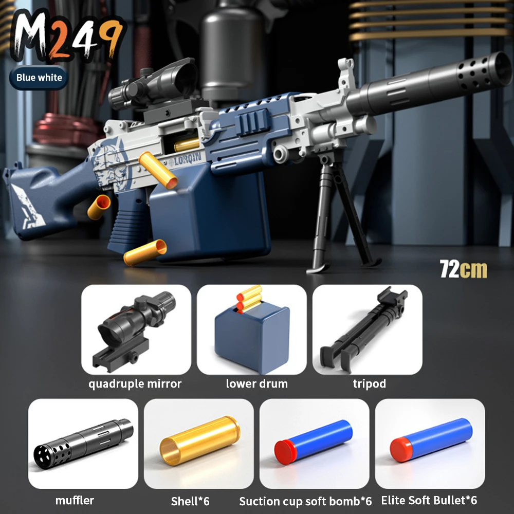 M249 – Machine lourde pistolet à coquille, éjection de balles souples, jouet pistolet Blaster, lanceur, pistolet Airsoft manuel, jeu de plein air pour enfants et adultes