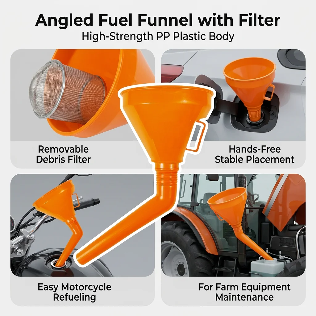 1 PC Multi Functional Flexible Funnel: Spill-Proof Oil Changing Tool with Wide Mouth & Handle Automobile Oil filling Equipment