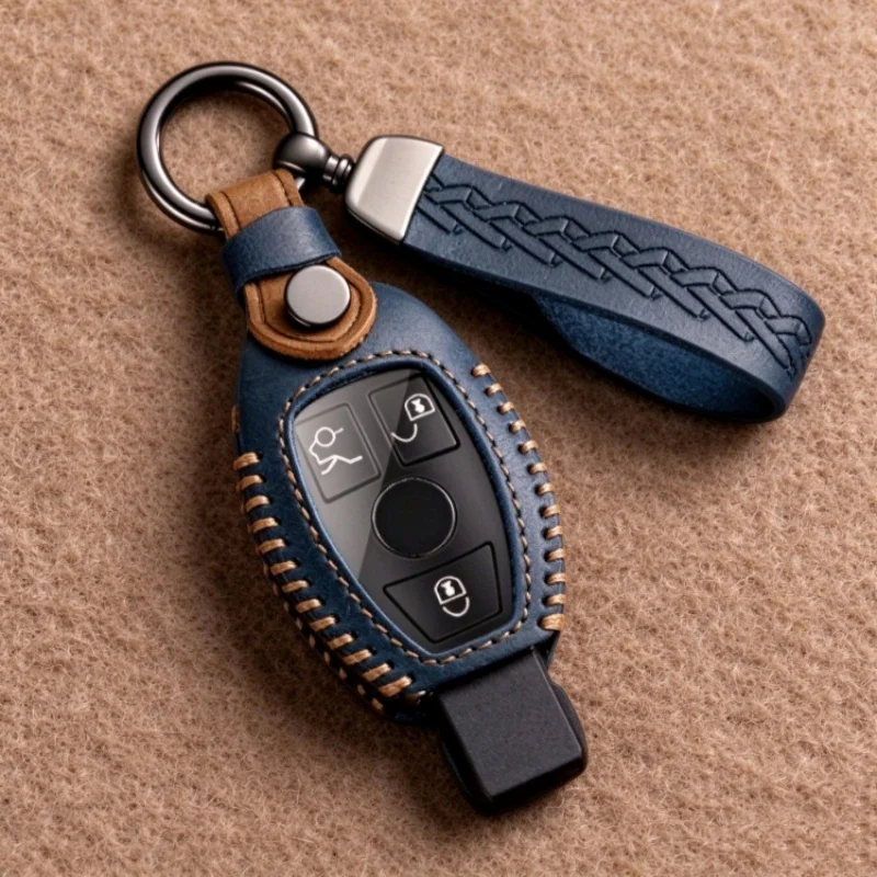 For Mercedes Benz CLS CLA GL R SLK AMG A B C S Class Durable Leather Car Remote Key Case Cover Shell Holder