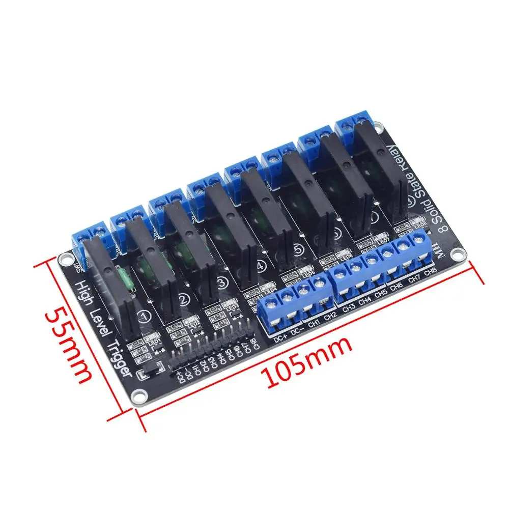 Relé 5V 1 2 4 8 canais para OMRON SSR Módulo de relé de estado sólido de alto e baixo nível 250V 2A para Arduino