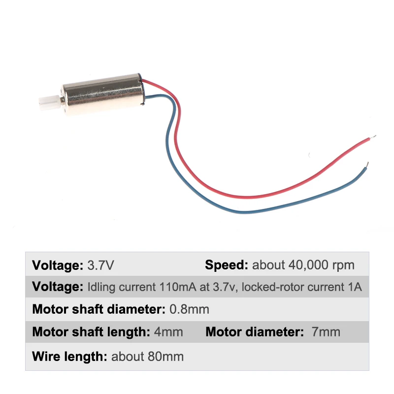 716 DC Coreless Motor with Plastic Gear, DC 3.7V 40,000RPM 0.8mm Shaft Motor For DIY Small Four-axis Aircraft Quadcopters