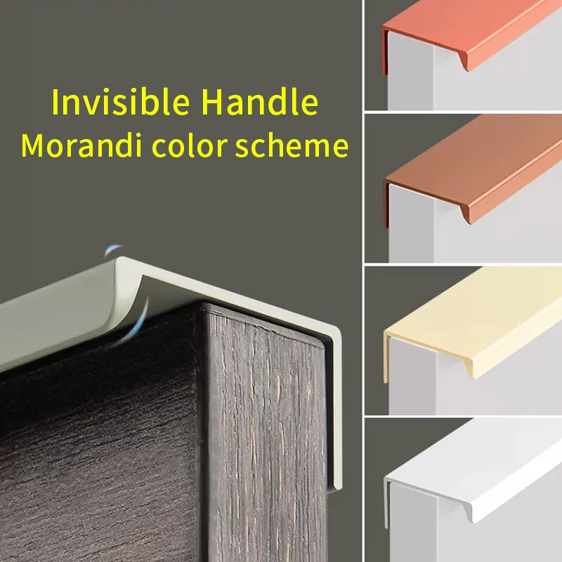 Invisible Door Handle Closet Door Drawer Handle Morandi Green Beige Blue Orange Door Crack Hidden Small Handle Simple Style