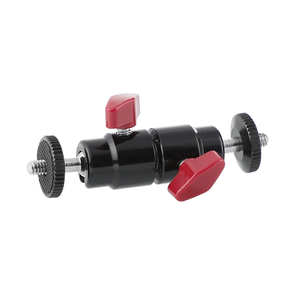 Kayulin Mini Ball Head Double-end 360° Rotatable Flexible Adjustment For DSL Camera Monitor Flash Light (Red/Black Knob)