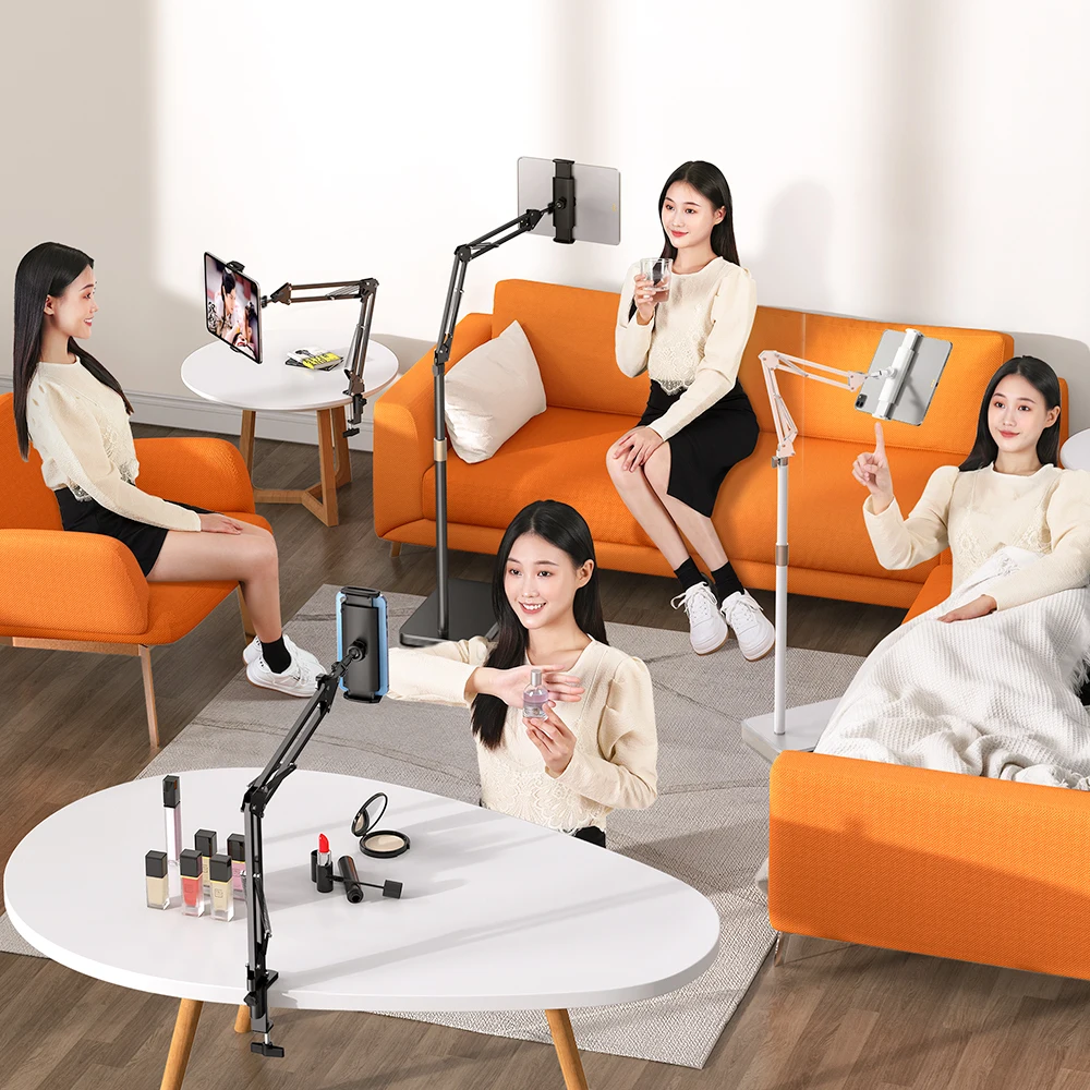Heavy Thickened Metal Base Tablet Stand 360 Rotating Multi Angle Height Adjustable Cell Phone Tablet Holder