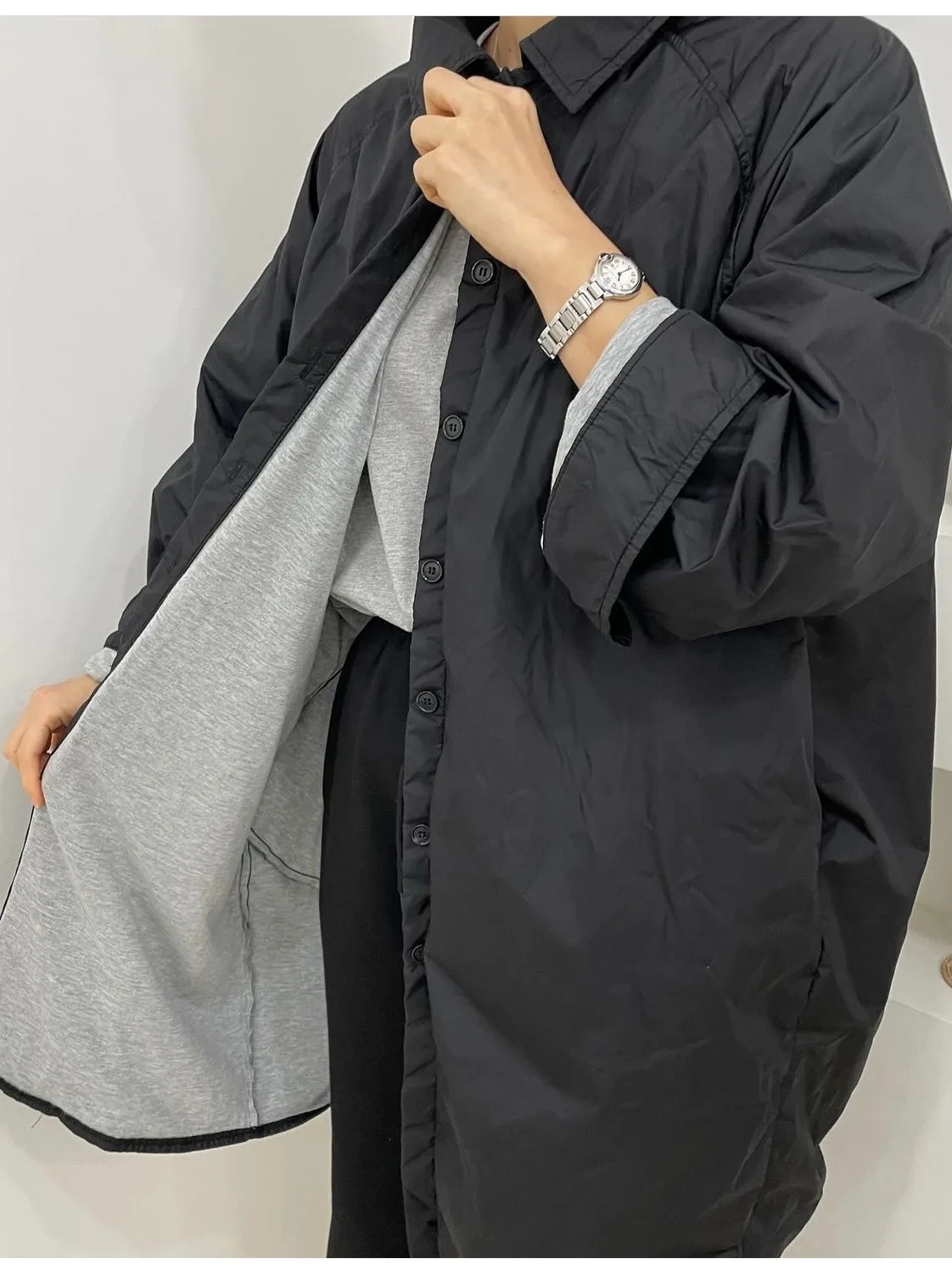 Korean Sle Retro Versatile Mid-Length Coat Jaet Women's Commute Sle Long Sve Faionable Outerwear for All Seasons