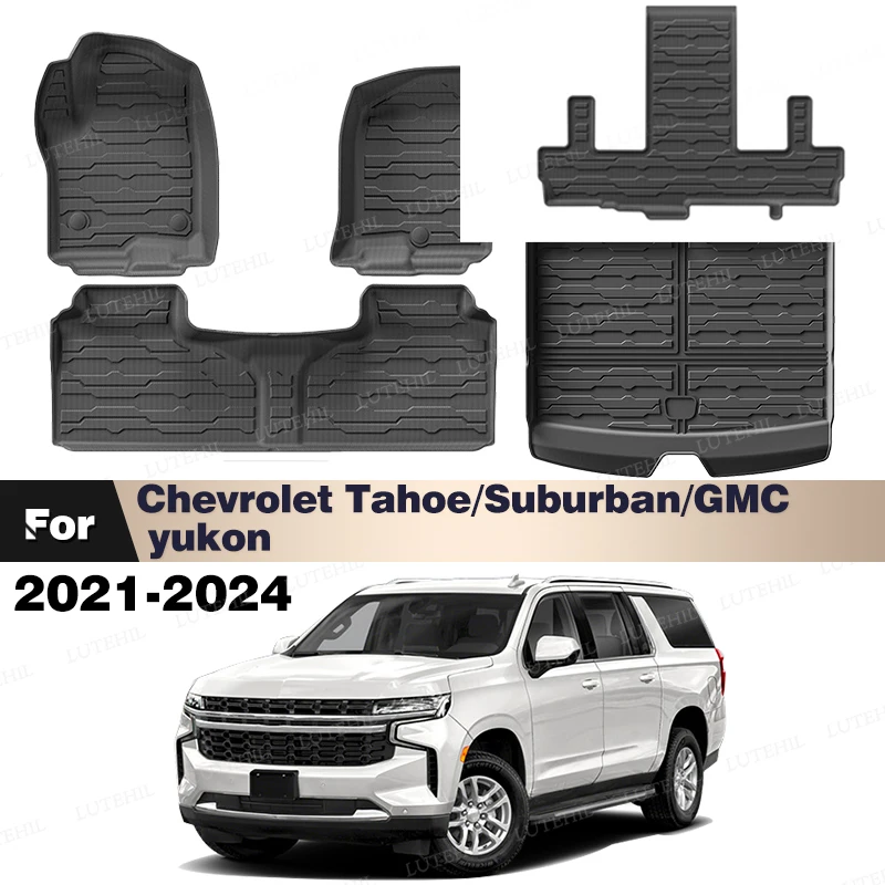 LUTEHIL For Chevrolet suburban 2024 2023 2022 2021 All-Weather TPE Trunk Mat Custom Carpet Auto Interior Protector Accessories