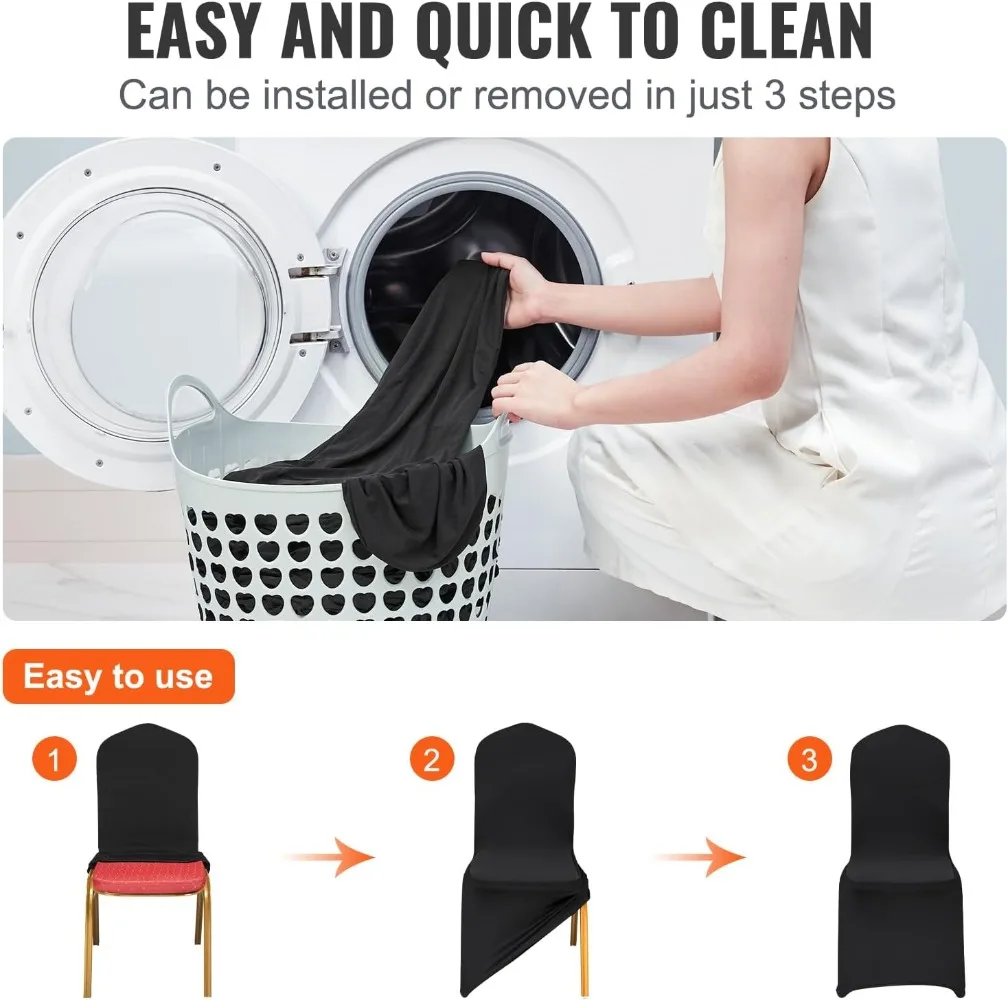 SucceBuy 50 قطعة غطاء كرسي سباندكس لحفل الزفاف العالمي المجهزة غطاء كرسي للإزالة قابل للغسل أغطية واقية