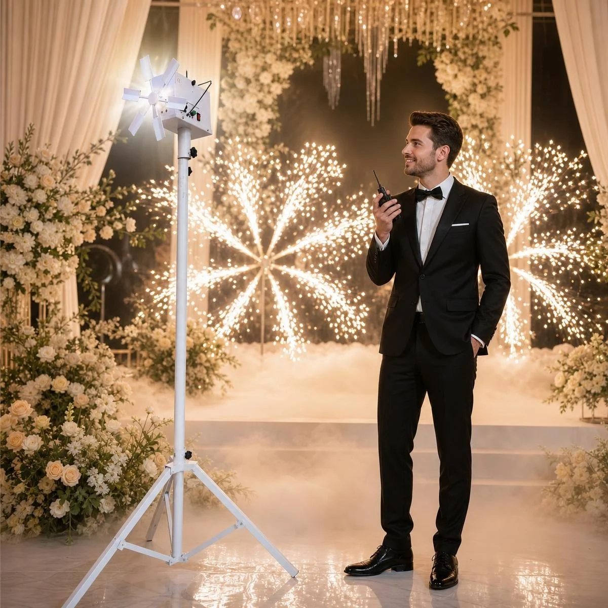 Weddings Engagement Christmas Decoration Custom Baby Shower Decor Birthday Stage Dual-wheel Remote Control Rotate Effect Machine