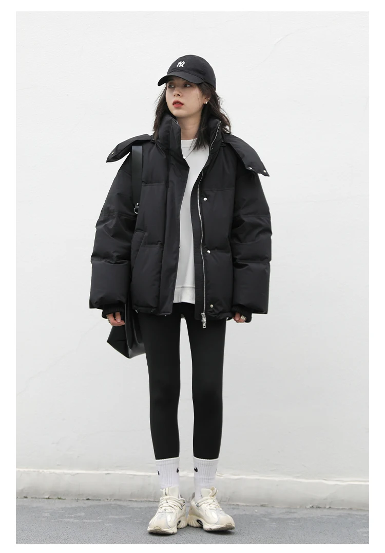 CHIC VEN Women Down Coat Solid Warm Down Jacket New 90 White Duck Down Windproof Hooded Female Overcoat Winter 2023