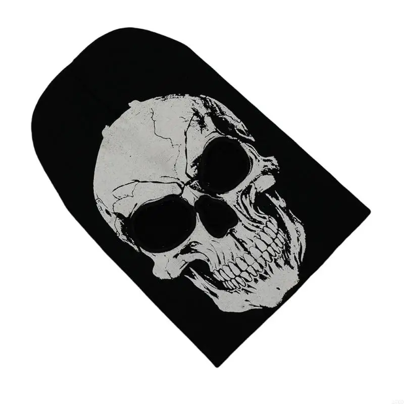270D Breathable Skull Pattern Knitted Cap Pullover Hat for Halloween Party Dressingup