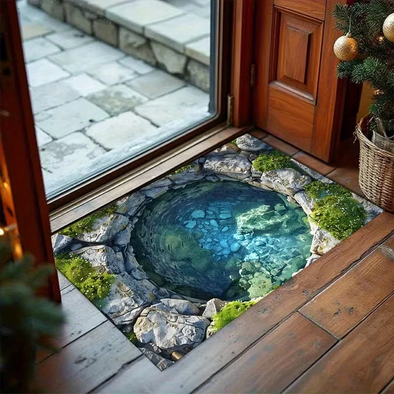 Realistic Rock Carpet Surrounding Clear Water Pool Living Ro