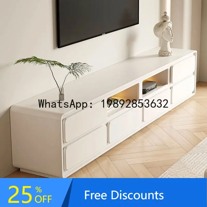 

CZ French Style Tall Floor TV Cabinet Simple Modern Coffee Table Set for Living Room Home Use Small Apartment