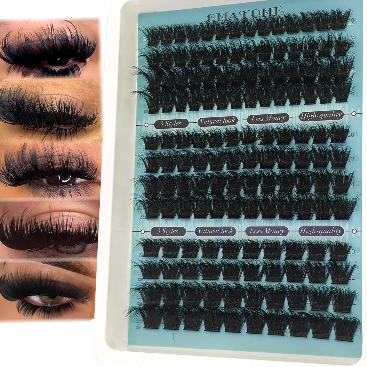 3-IN-1 Flauschige Einzel-Wimpernbüschel 60-80P, 120-200P Wimpernspitzen für untere Wimpern, wiederverwendbare DIY-Wimpernverlängerung im Manga-Stil – Detail 1