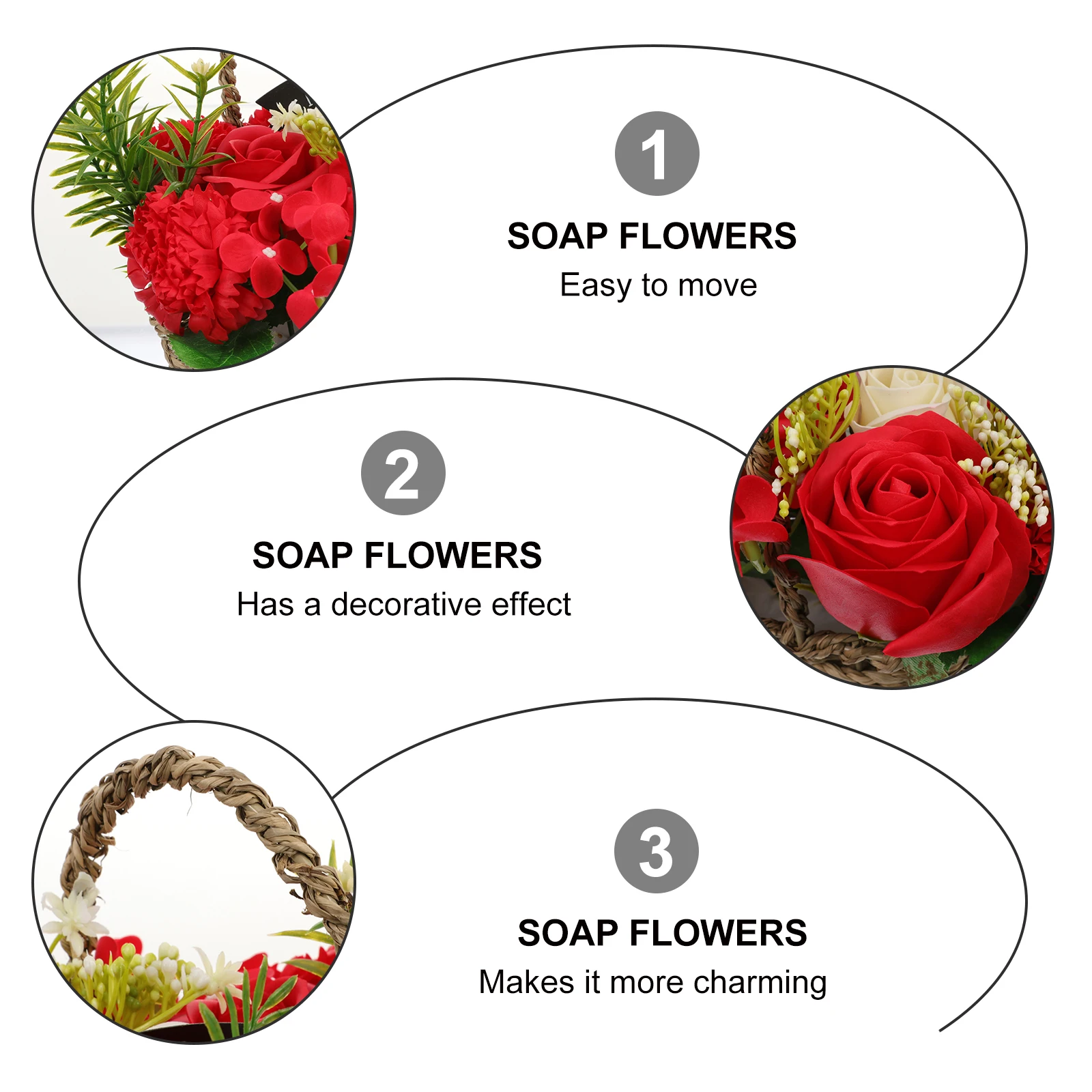 

Soap Bouquet Eternal Pink Romantic Artificial Red Rose Heads Faux Flowers Roses Bath Present Valentine's
