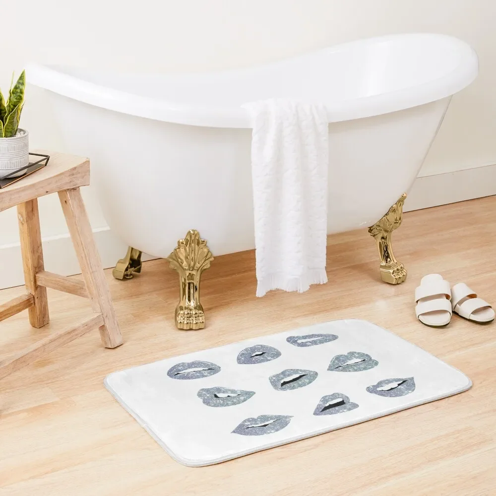 

Kiss Kiss Faux Glitter Lips Bath Mat Bathroom Absorbent Quick Dry Entrance Door Mat