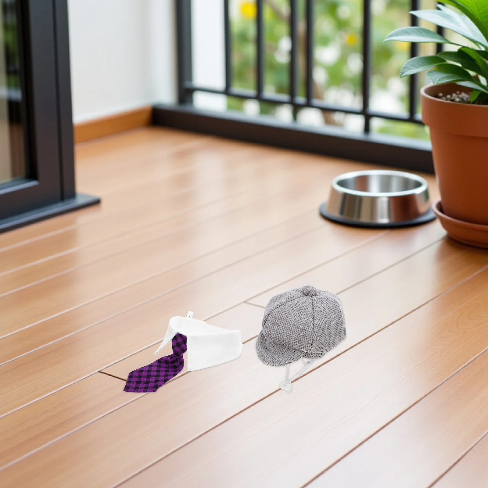 

1Set Pet Beret Hat Bowtie French Artist Beret for Small Dogs Cats Holiday Party Pet Dress Up Hat and Bowtie Costume