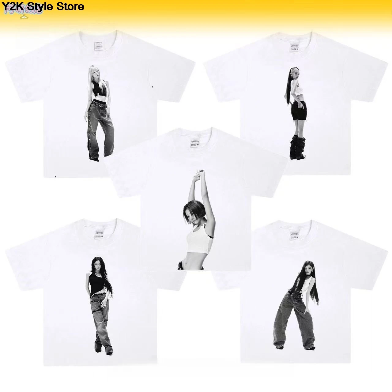 Y2K T-shirt KPOP I-DLE Hong Kong concert pure cotton short sleeved fan support service American street Men Women Casual T-shirt