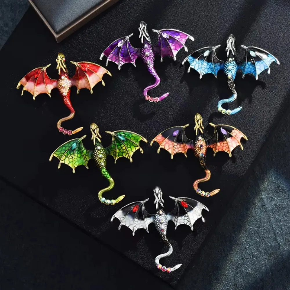 Stylish Dragon Brooch for Women Unisex Retro Flying Magic Dragon Lapel Pins Scarf Dress Backpack Decoration Clothes Accessories