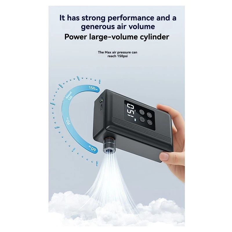 Super Sale Bicycle Inflator Pump with Lighting , Digital Gauge Rechargeable Wired Bike Tire Pump Lightweight & Portable