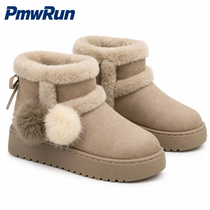 Thick Warm Plush Boots For Women Korean Style Ankle Length Female Cotton Footwear Anti-slippery Women's Cotton Shoes