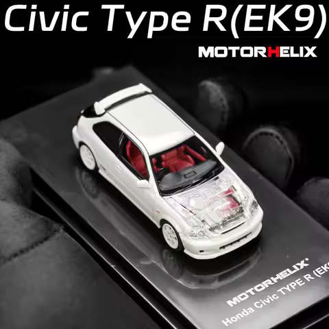 MOTORHELIX 1/64 Civic Type R EK9 Alloy Motor Vehicle Diecast Models Car Toys Collection Boy's Gifts