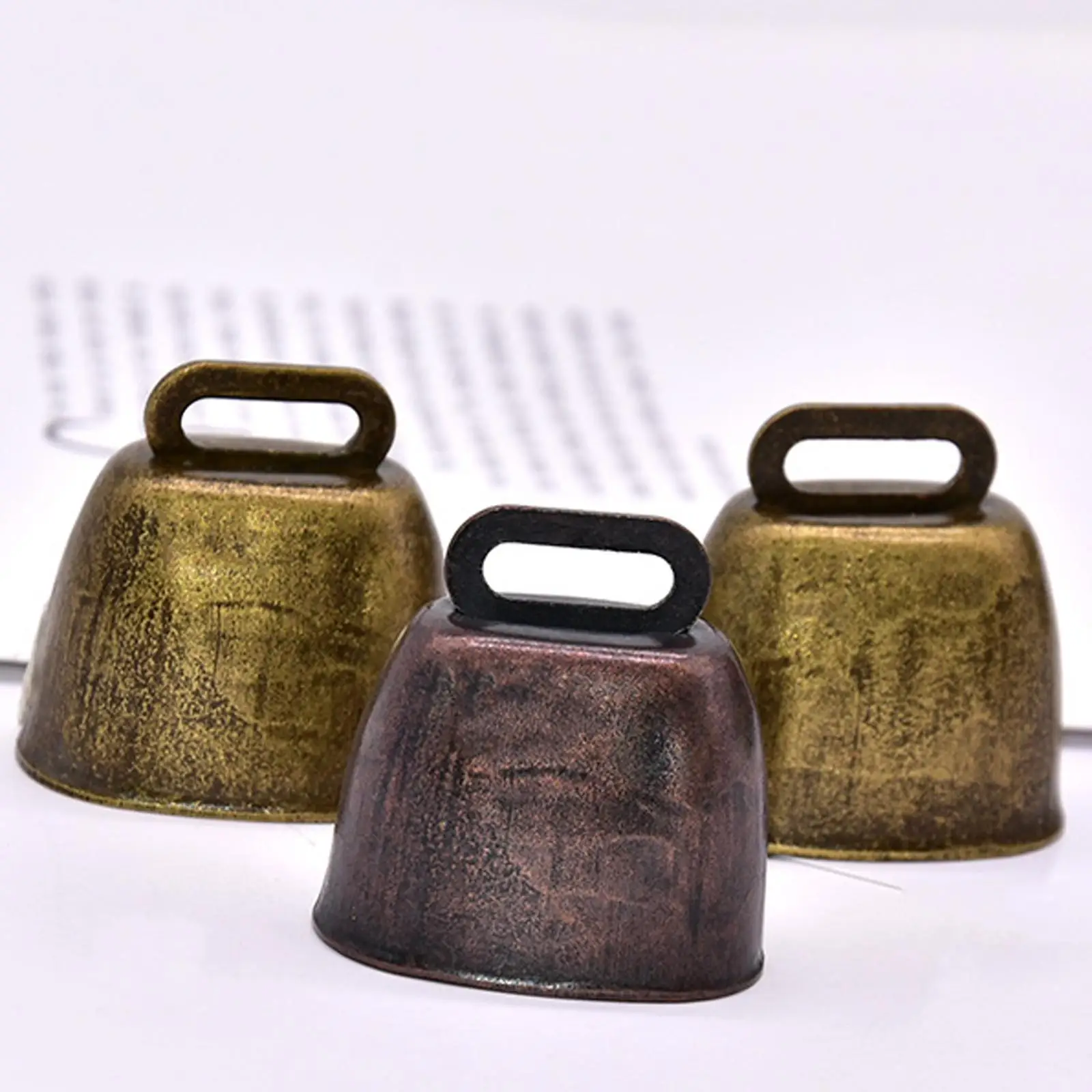 3 Pieces Retro Grazing Bell Chime Pendant Small Premium Cowbell Metal Cow Bell for Cow Horse Farm Animal Dog Accessories