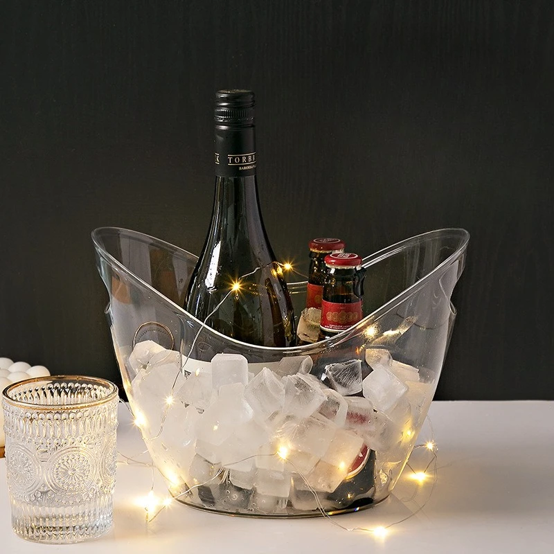 

2026 Hot Transparent Ice Cube Storage Bucket Beer Wine Bucket Bar Ice Bucket Container Champagne Can Wine Champagne Beer Chiller