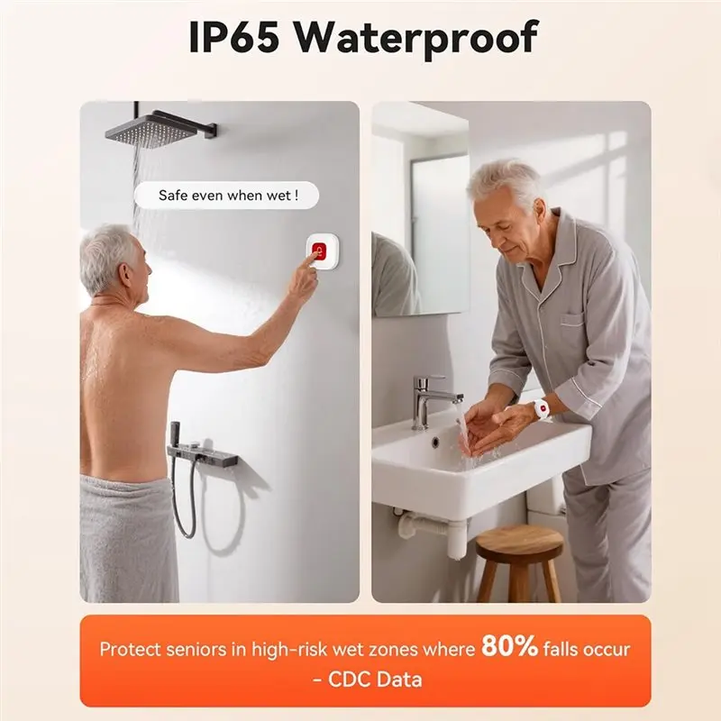 Wristband+ 2 Call Buttons Wifi Caregiver Pager Smart Call System Display Caller+ Emergency Alert Button For Elderly