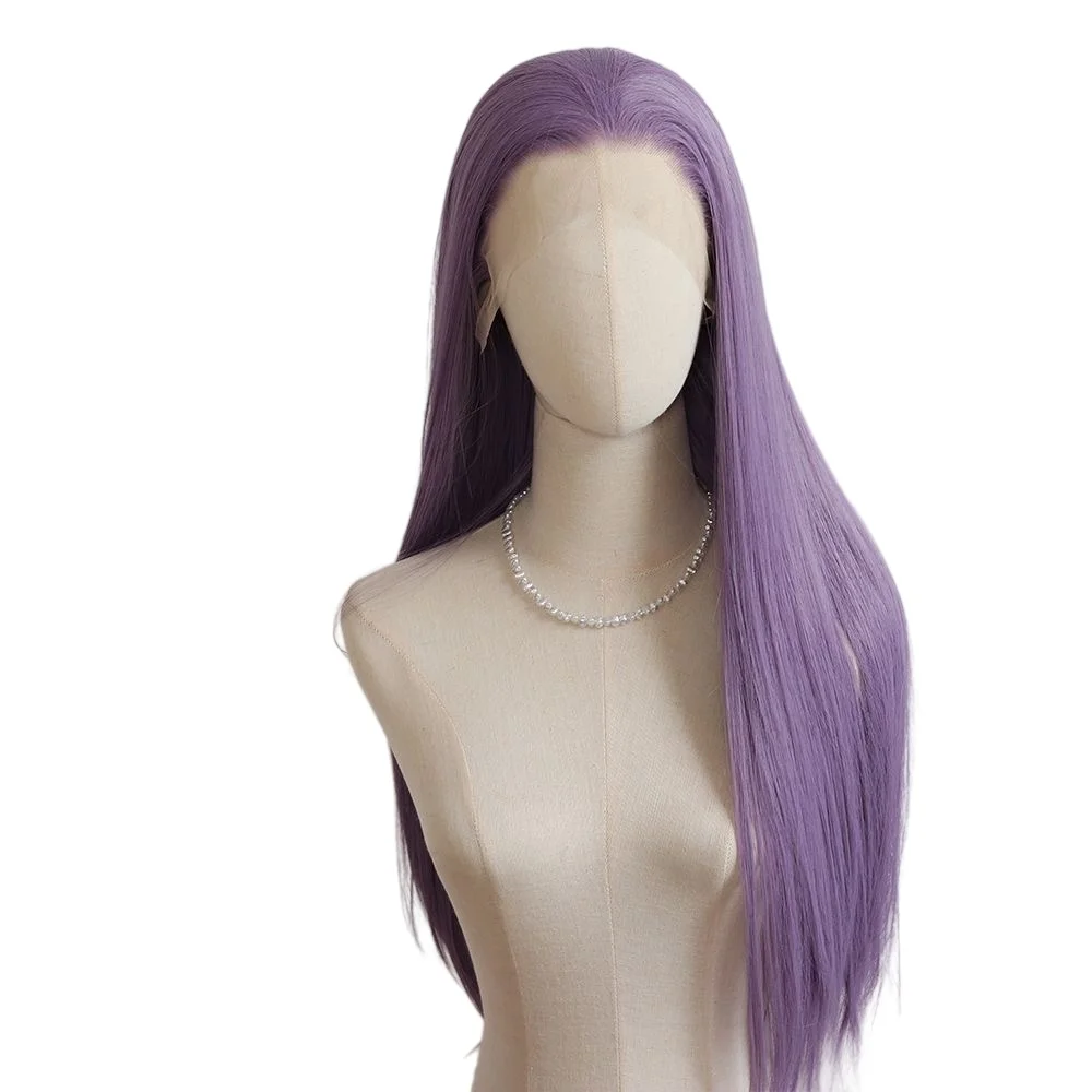 Light Purple Wig Special Grey-purple Lace Front Wigs 13*4 24inch Long Straight Synthetic Lace Wigs for Cosplay Party
