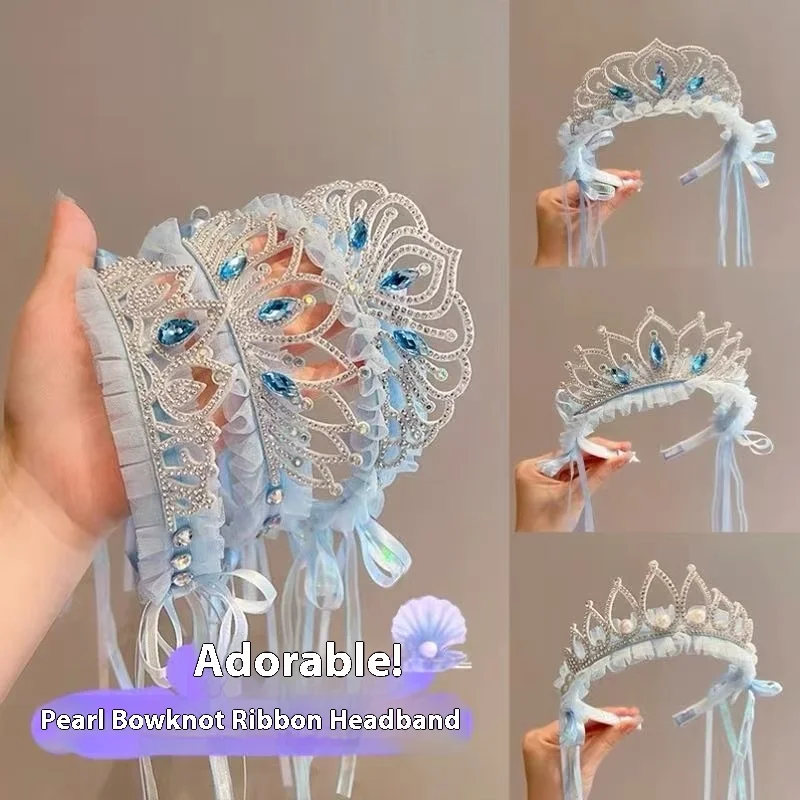 Fascia per capelli per bambini Bambina dolce principessa Copricapo con patta Bambina Corona di garza Fascia per capelli Accessori per capelli per ragazze Regali