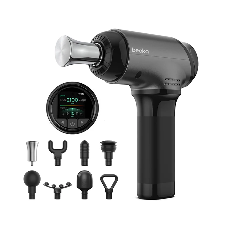 

Beokas Sports Muscle Massage Gun Variable Amplitude Deep Tissue Therapy Brushless Motor Large Massage Gun Touch Screen 8 Heads