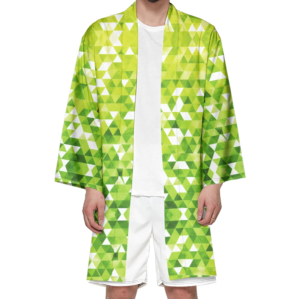 

Autumn Samurai Kimono Cosplay Japanese Fashion Stylish Haori Green Kimono Men Vintage Cardigan Casual Robe Cool Yukata Elegant